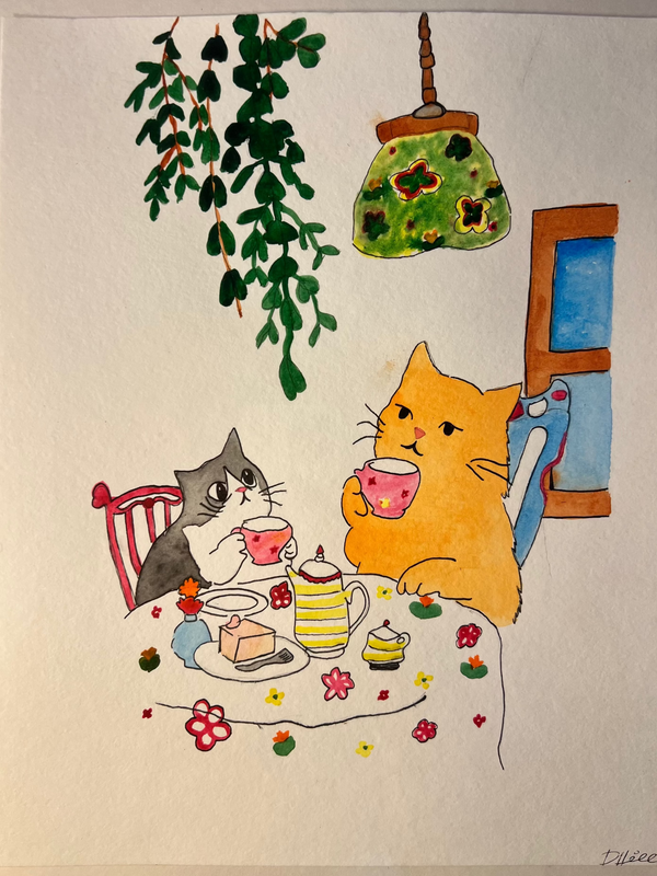 Wacky Kitties Out for Tea