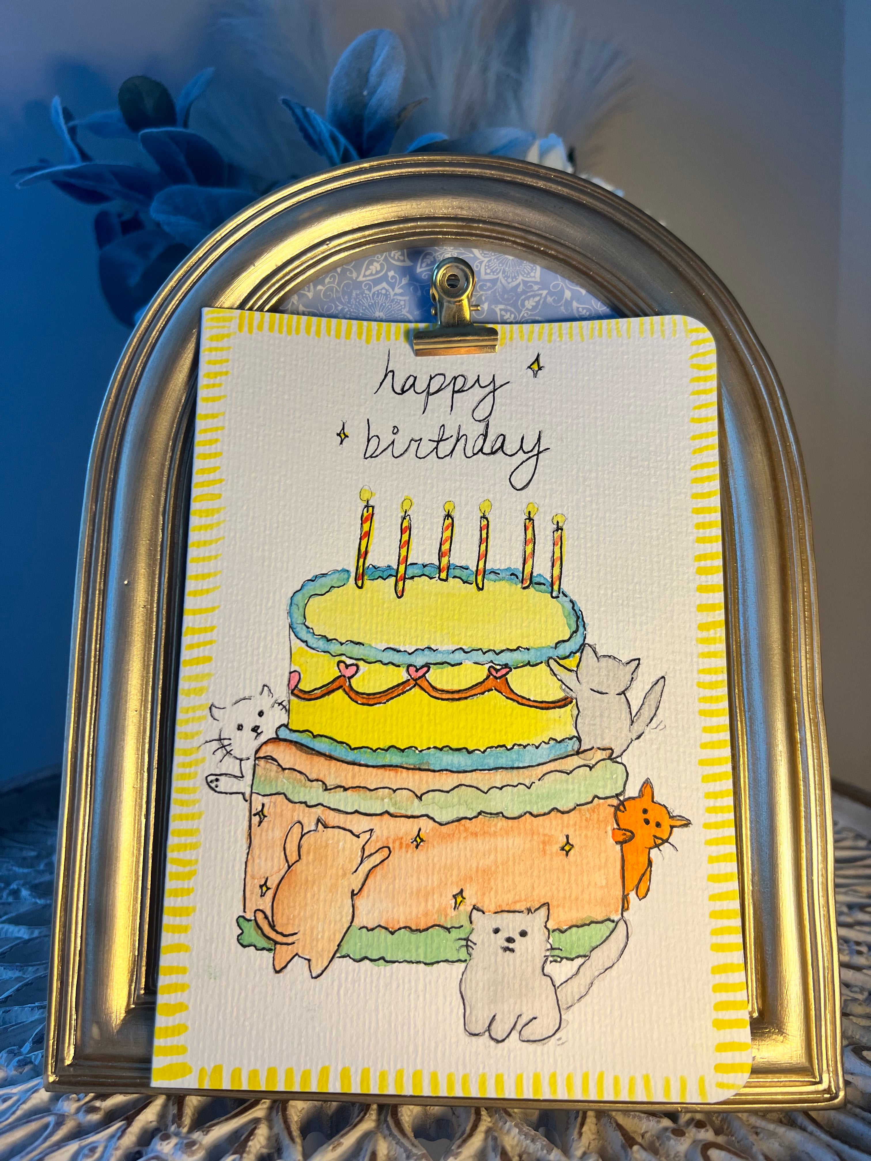Cats on Cake Happy Birthday Card